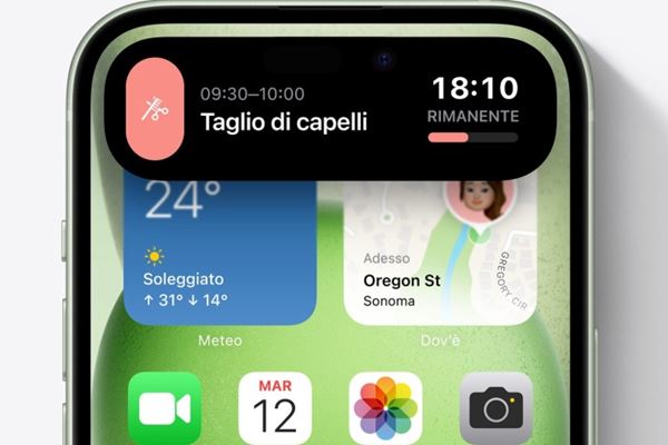 La Dynamic Island dell'iPhone 15 (Immagine: Apple)