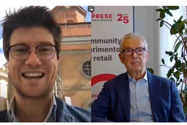 Gianluca Dotti, giornalista, e Mario Resca, presidente di Confimprese (l'intervista è disponibile nella sezione "Road to Summit" del sito di The Innovation Group)