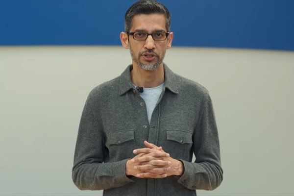 Il Ceo di Google, Sundar Pichai, durante Google I/O 2024