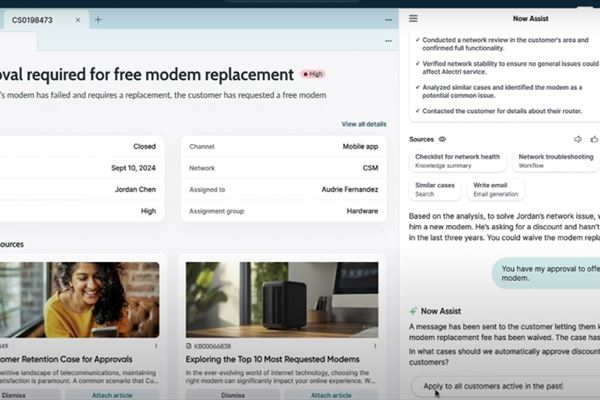 Una videata di Servicenow Xanadu che mostra il funzionamento degli AI agent
