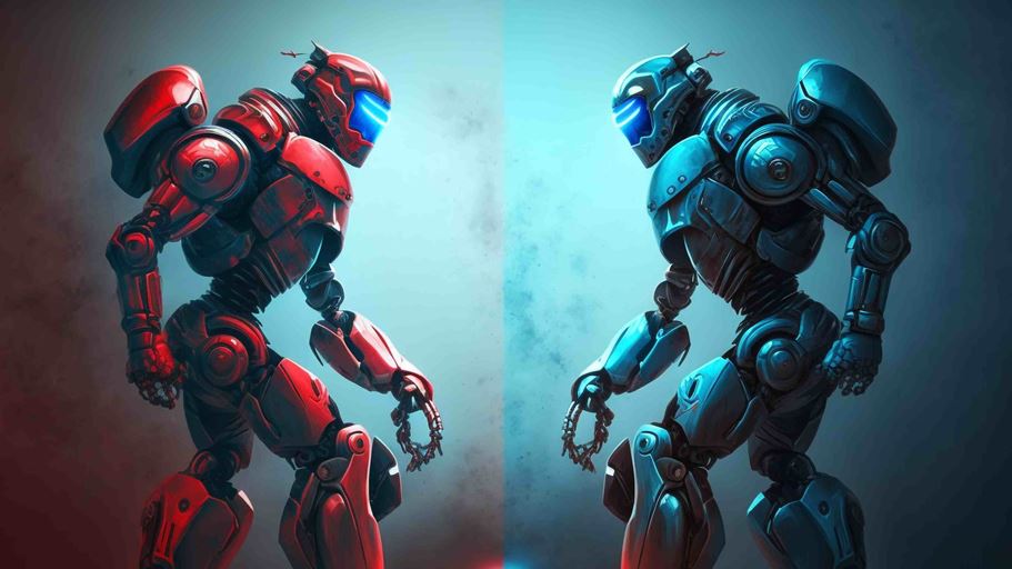<a href="https://www.magnific.com/free-ai-image/two-futuristic-robots-before-match-blue-red-color-generative-ai_43191220.htm">Image by tohamina on Magnific</a>